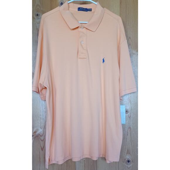 Polo Ralph Lauren Orange Color Polo Shirt Men's 2XB Blue Pony Logo 100% Cotton - Picture 2 of 6